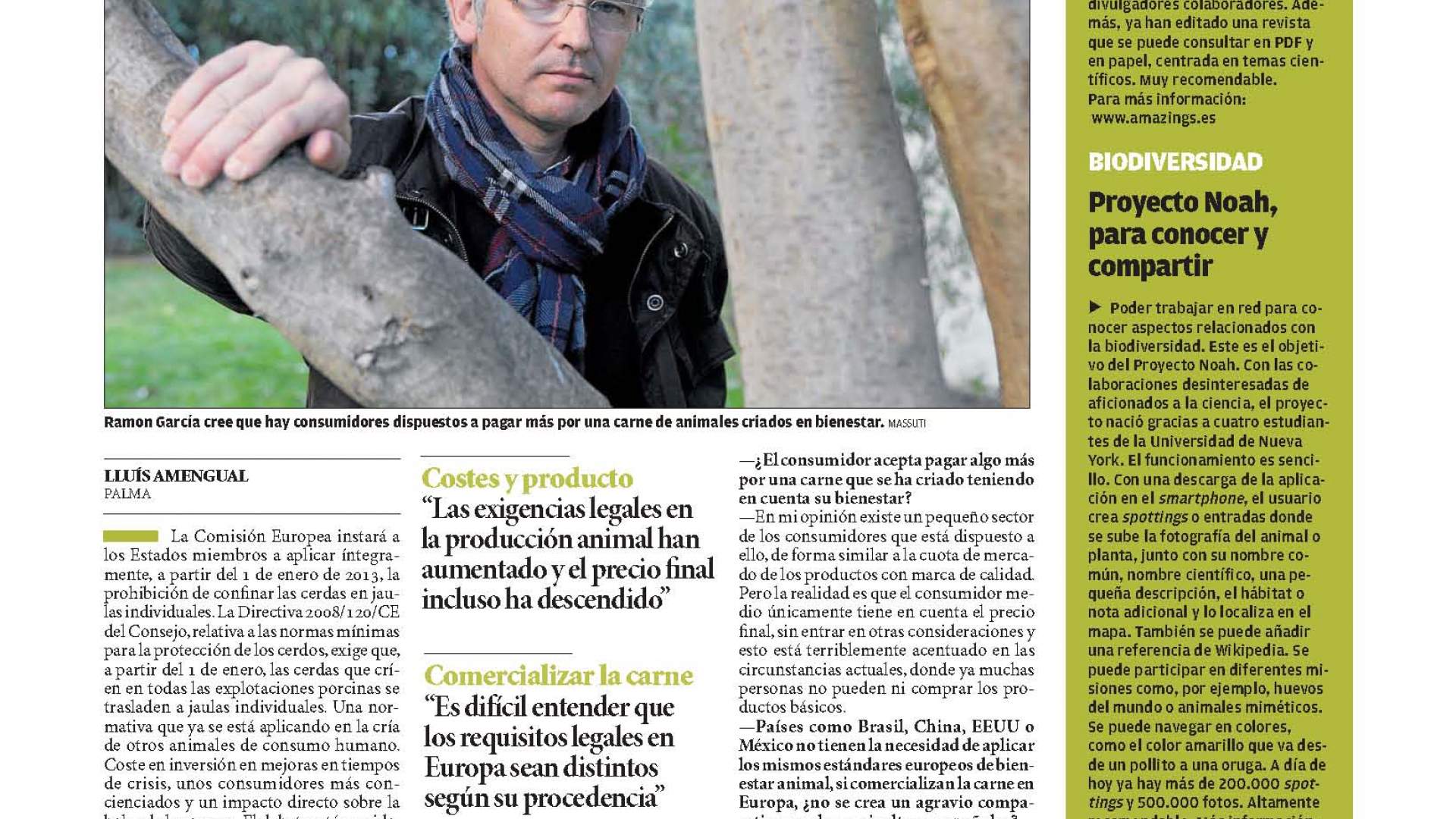 Entrevista sobre bienestar animal en el Diario de Mallorca